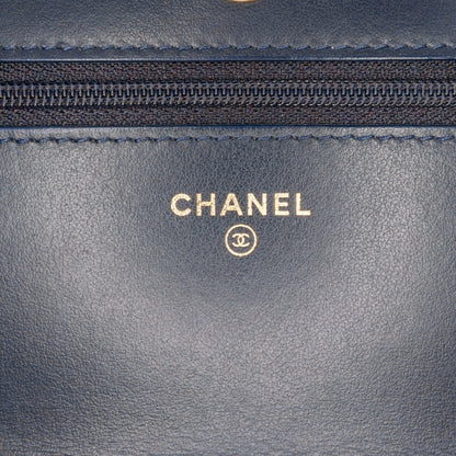 Blue Chanel CC Tweed Charms Wallet On Chain Crossbody Bag