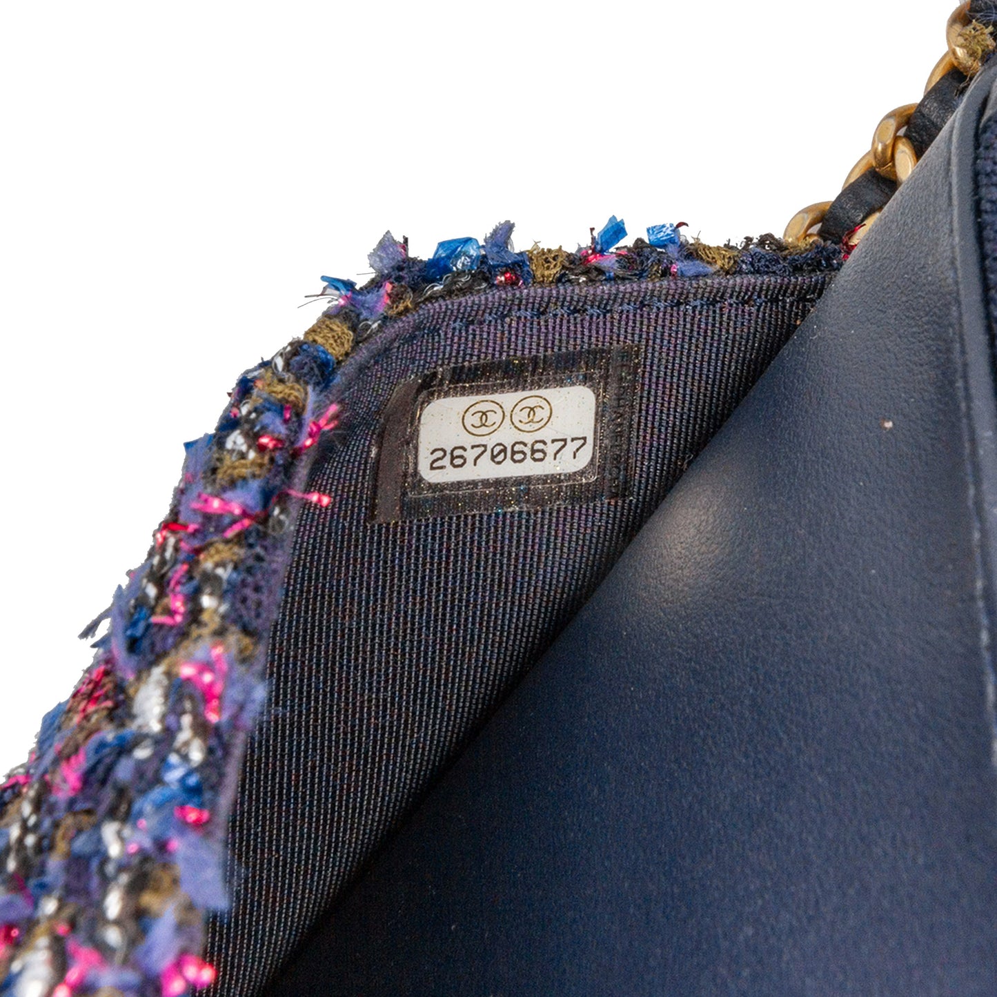 Blue Chanel CC Tweed Charms Wallet On Chain Crossbody Bag