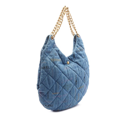 Blue Chanel Maxi Quilted Denim Mood Hobo