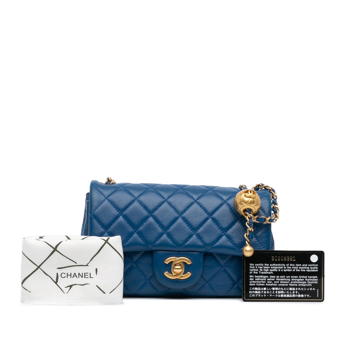 Blue Chanel Mini Rectangular Lambskin Pearl Crush Flap Crossbody Bag