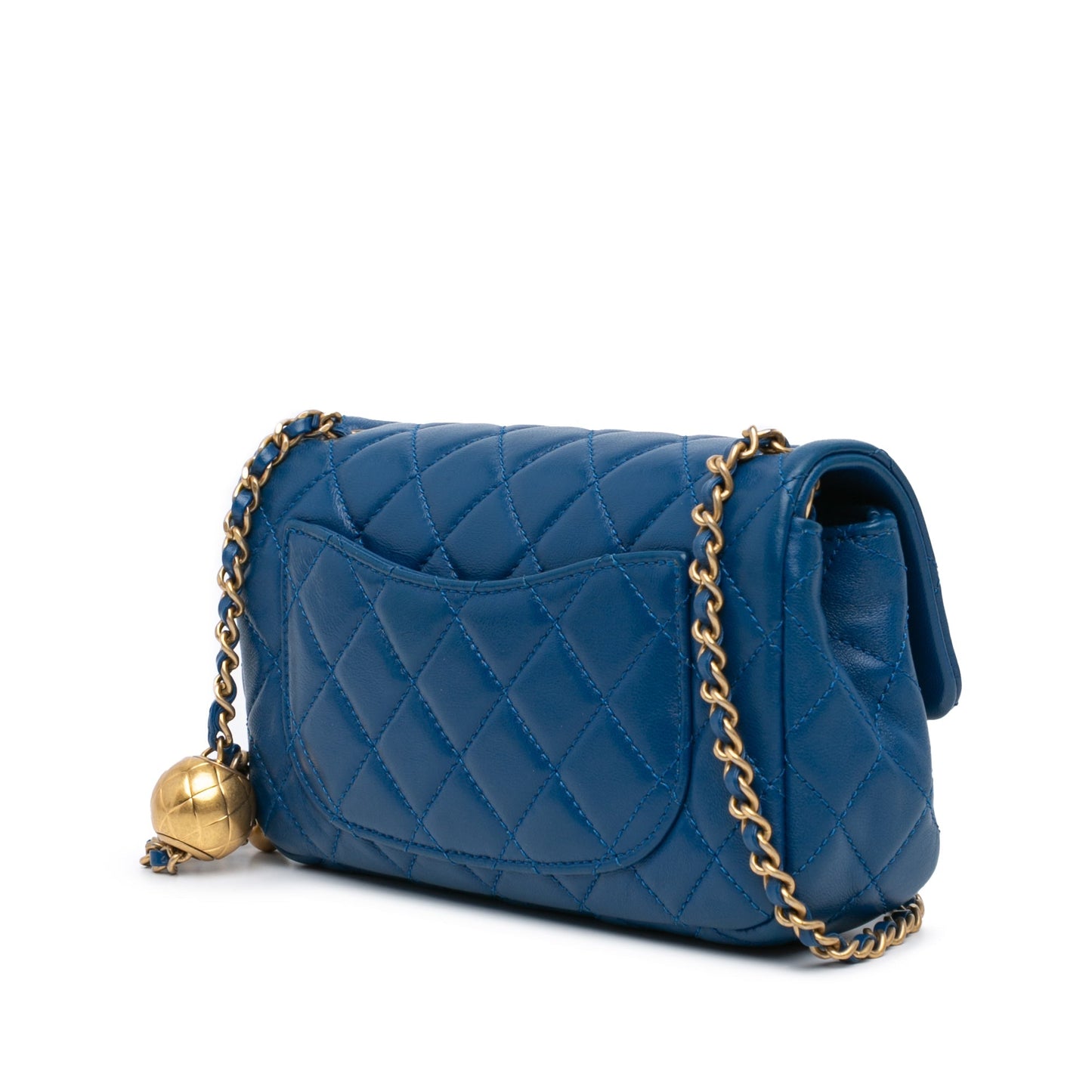 Blue Chanel Mini Rectangular Lambskin Pearl Crush Flap Crossbody Bag