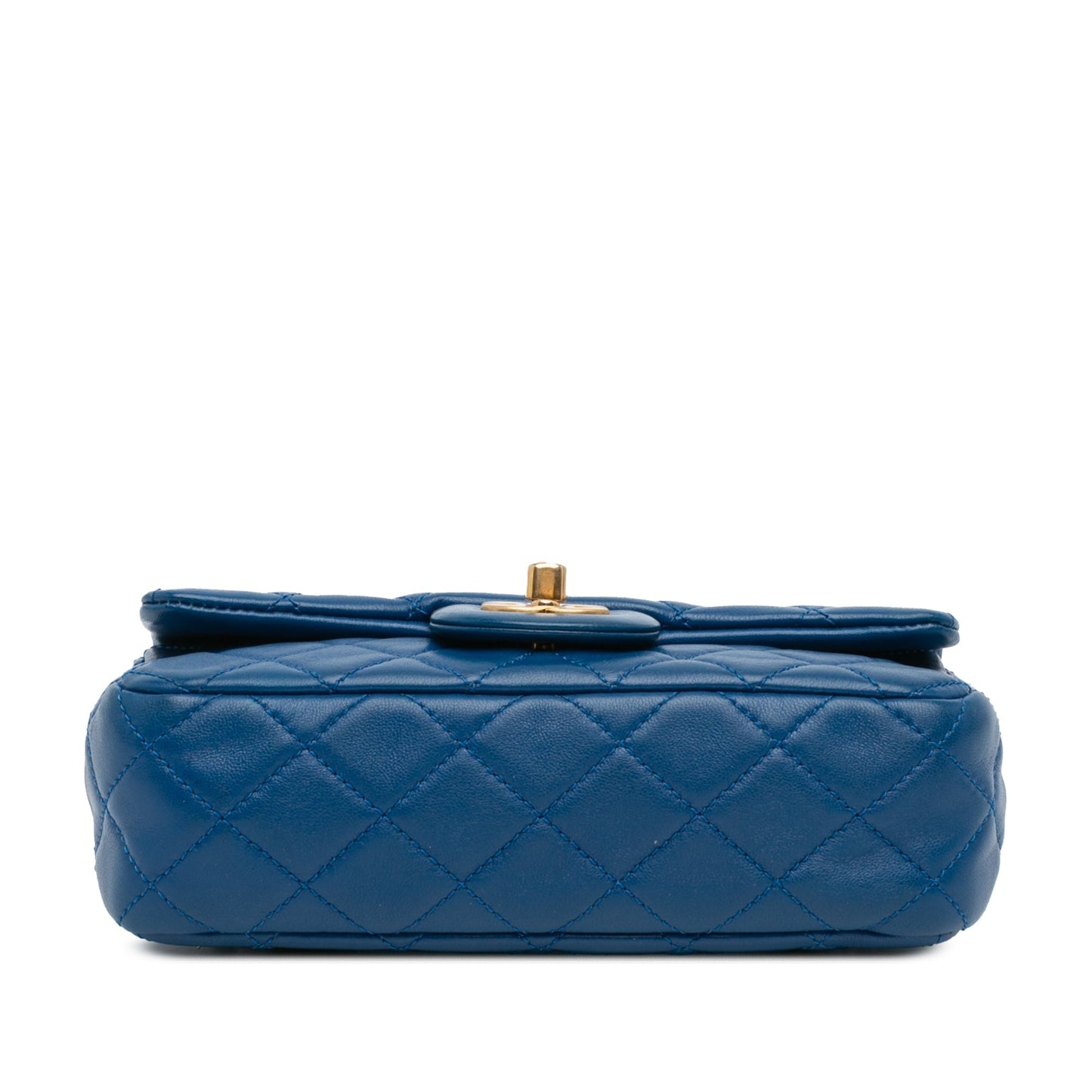 Blue Chanel Mini Rectangular Lambskin Pearl Crush Flap Crossbody Bag