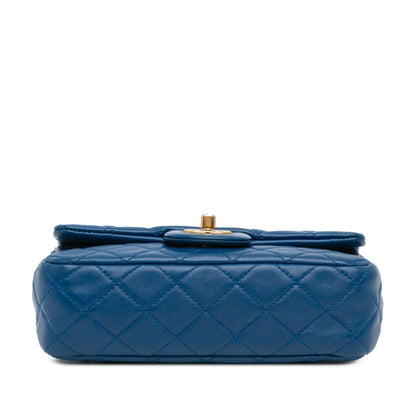 Blue Chanel Mini Rectangular Lambskin Pearl Crush Flap Crossbody Bag
