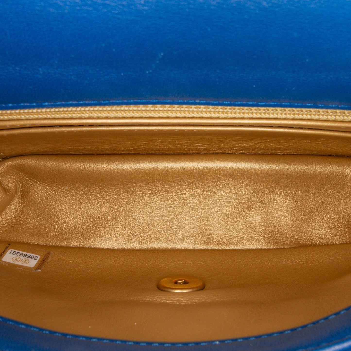 Blue Chanel Mini Rectangular Lambskin Pearl Crush Flap Crossbody Bag