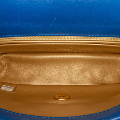 Blue Chanel Mini Rectangular Lambskin Pearl Crush Flap Crossbody Bag