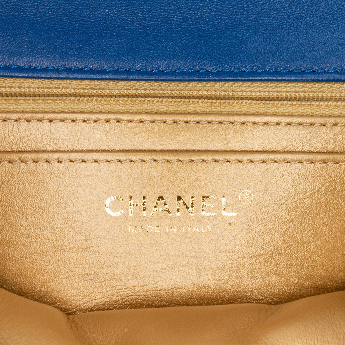 Blue Chanel Mini Rectangular Lambskin Pearl Crush Flap Crossbody Bag