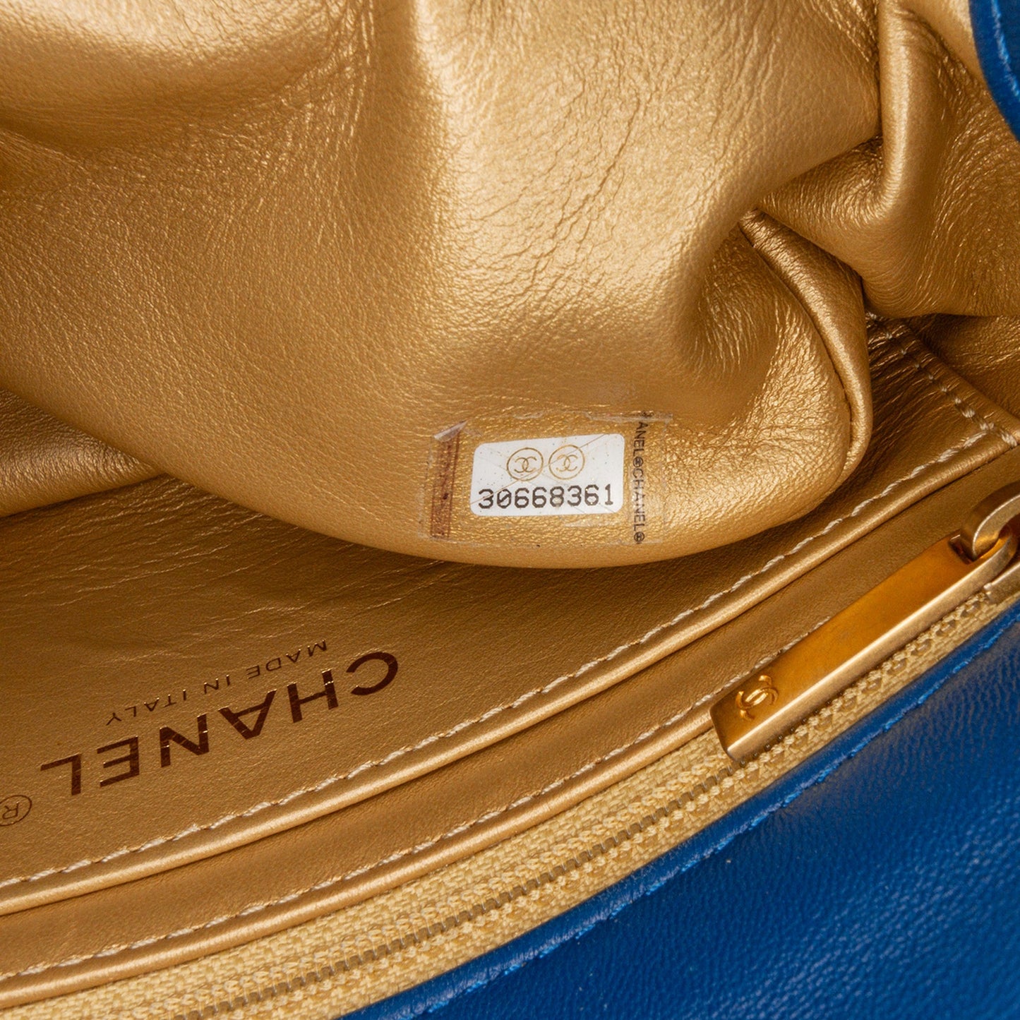 Blue Chanel Mini Rectangular Lambskin Pearl Crush Flap Crossbody Bag