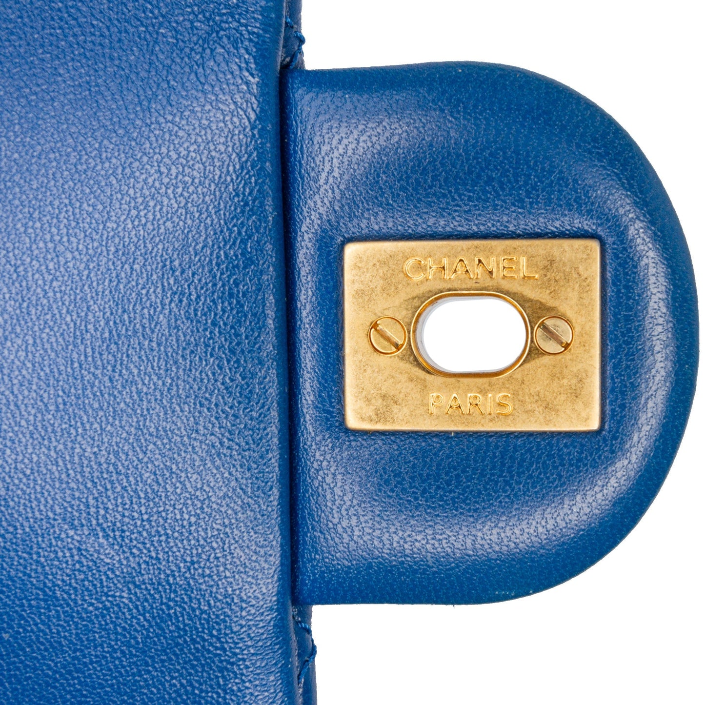 Blue Chanel Mini Rectangular Lambskin Pearl Crush Flap Crossbody Bag