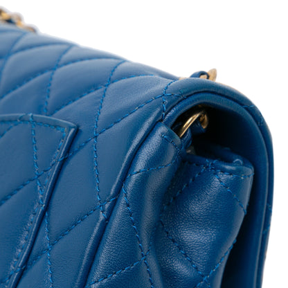 Blue Chanel Mini Rectangular Lambskin Pearl Crush Flap Crossbody Bag