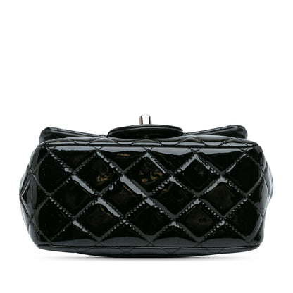 Black Chanel Mini Square Classic Patent Single Flap Crossbody Bag