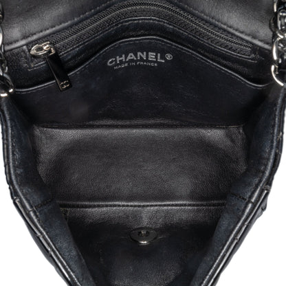 Black Chanel Mini Square Classic Patent Single Flap Crossbody Bag