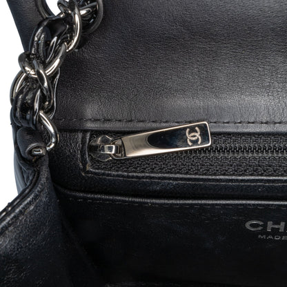 Black Chanel Mini Square Classic Patent Single Flap Crossbody Bag