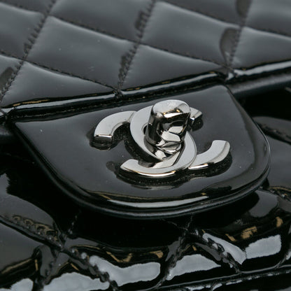 Black Chanel Mini Square Classic Patent Single Flap Crossbody Bag