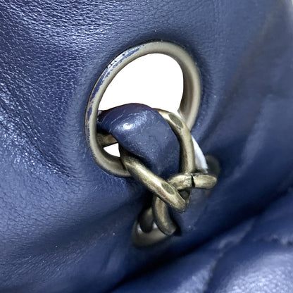 Blue Chanel CC Quilted Lambskin Double Flap Shoulder Bag