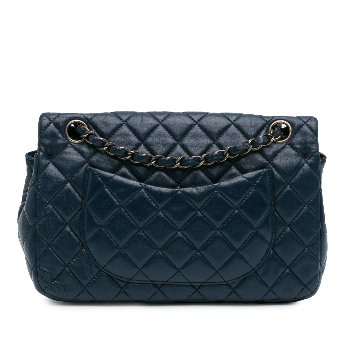 Blue Chanel CC Quilted Lambskin Double Flap Shoulder Bag