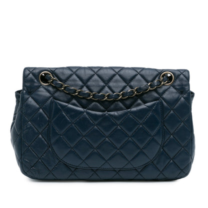 Blue Chanel CC Quilted Lambskin Double Flap Shoulder Bag