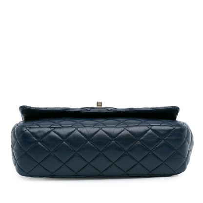Blue Chanel CC Quilted Lambskin Double Flap Shoulder Bag