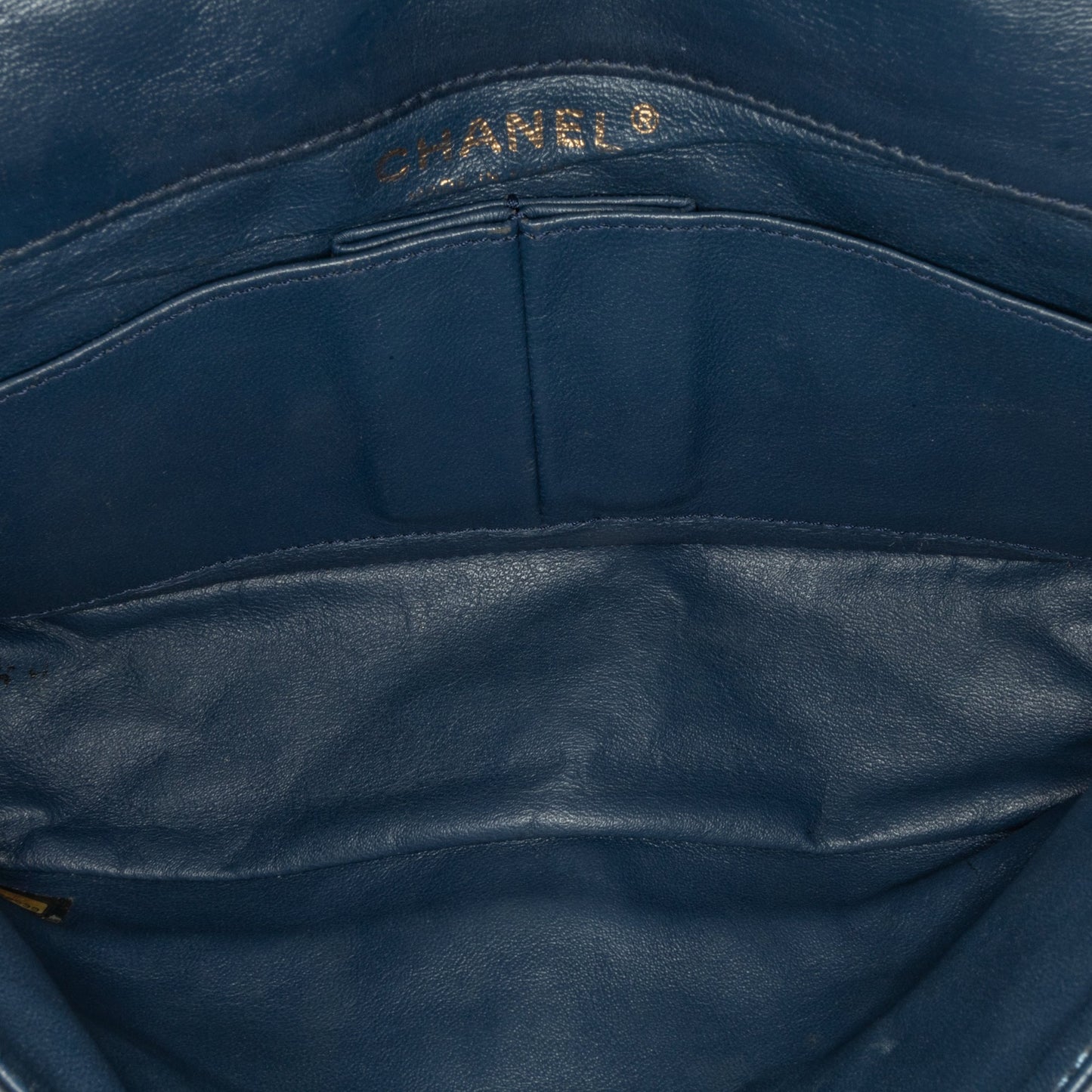 Blue Chanel CC Quilted Lambskin Double Flap Shoulder Bag