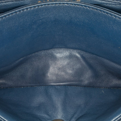 Blue Chanel CC Quilted Lambskin Double Flap Shoulder Bag