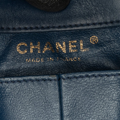 Blue Chanel CC Quilted Lambskin Double Flap Shoulder Bag