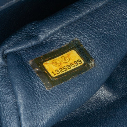 Blue Chanel CC Quilted Lambskin Double Flap Shoulder Bag
