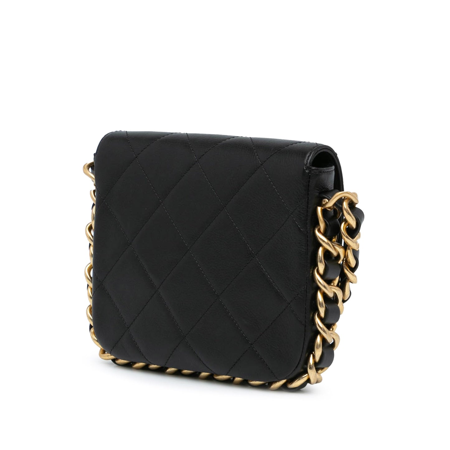 Black Chanel Small Quilted Calfskin Framing Chain Flap Crossbody Bag
