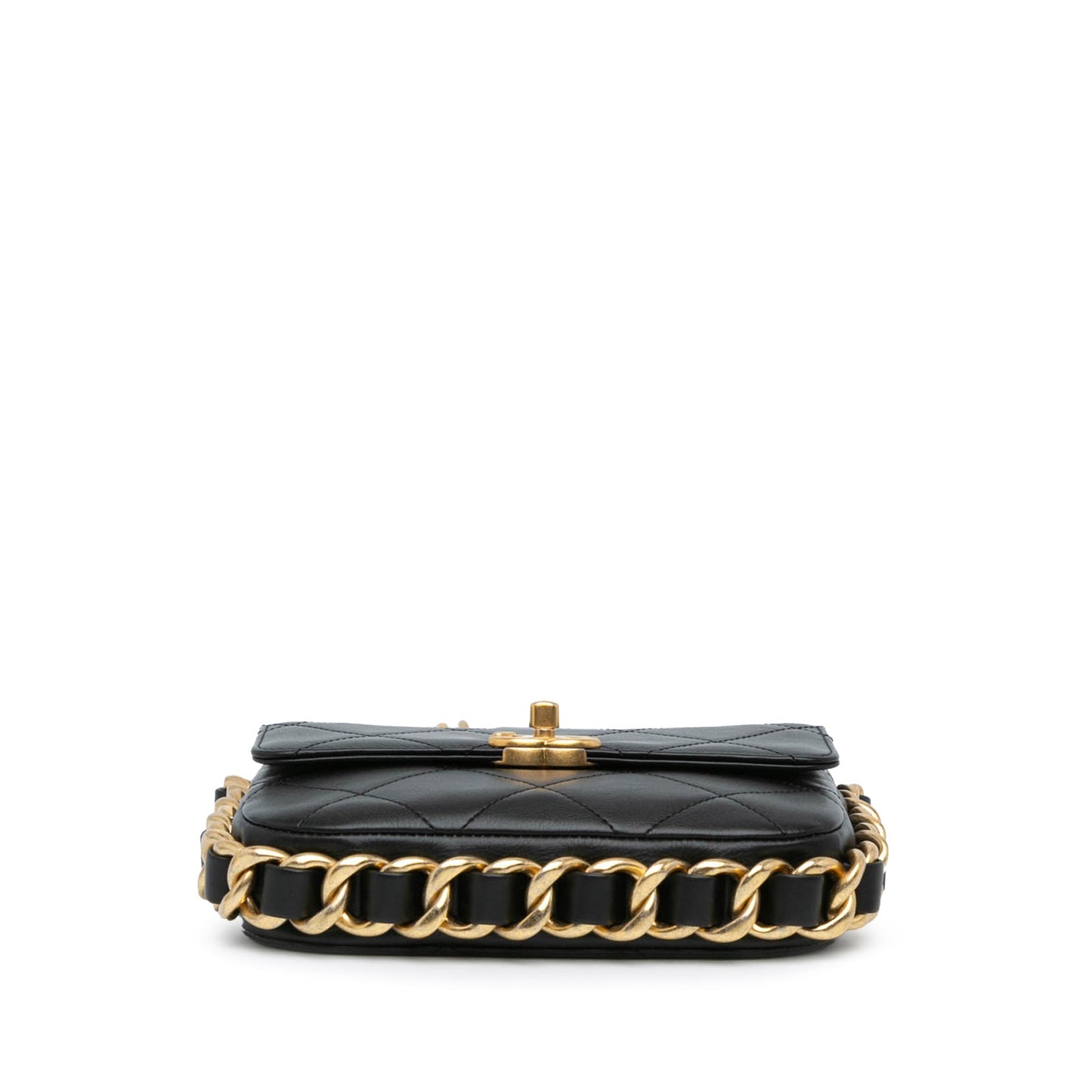 Black Chanel Small Quilted Calfskin Framing Chain Flap Crossbody Bag