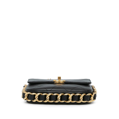 Black Chanel Small Quilted Calfskin Framing Chain Flap Crossbody Bag