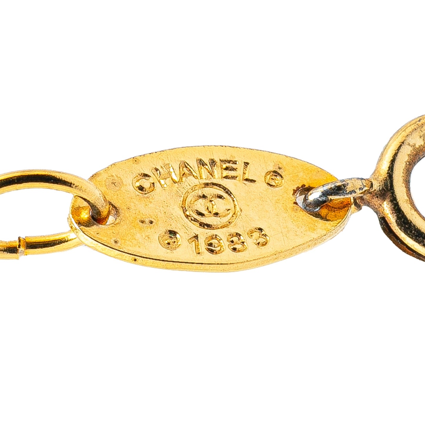 Gold Chanel Gold Plated CC Round Pendant Necklace