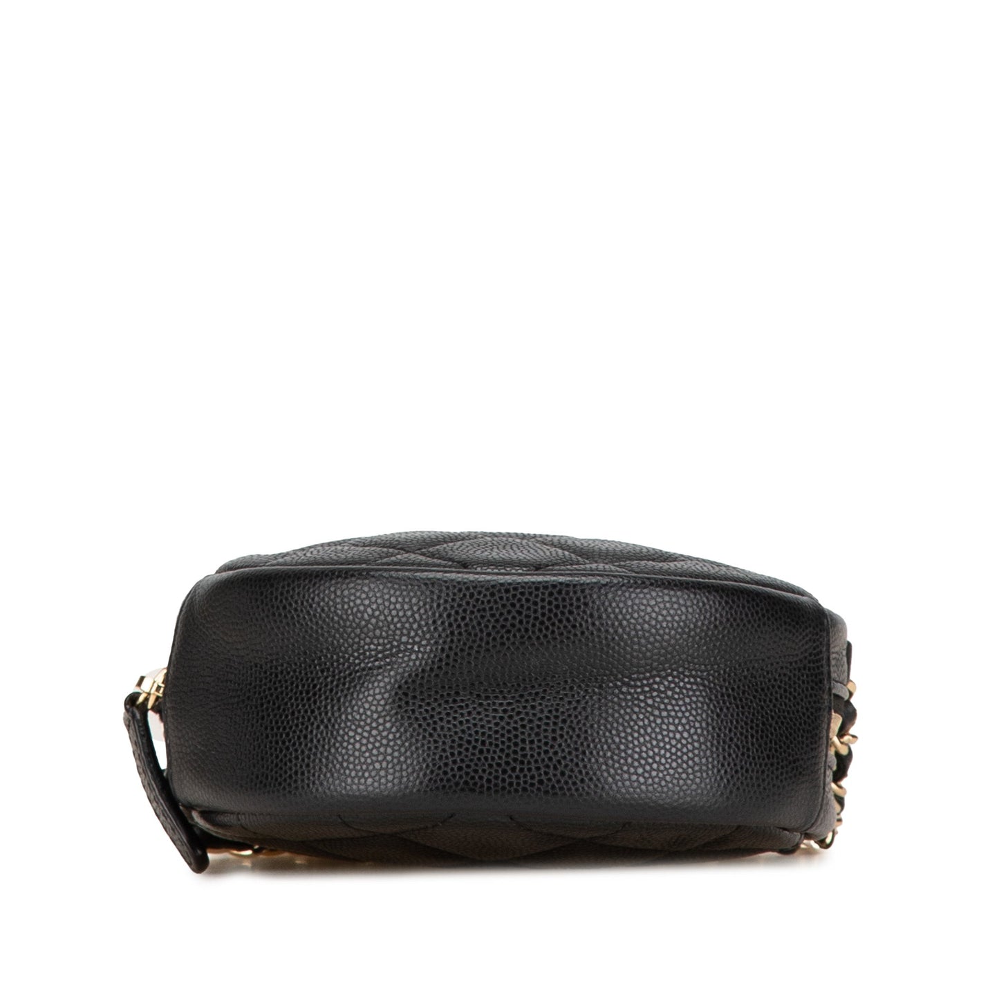 Black Chanel CC Quilted Caviar Round Clutch With Chain Crossbody Bag