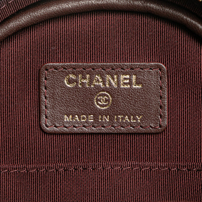 Black Chanel CC Quilted Caviar Round Clutch With Chain Crossbody Bag