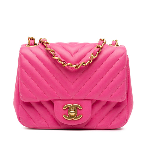 Chanel Sac Mini Square Classic Chevron Lambskin Flap