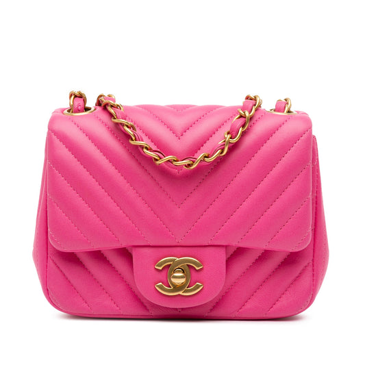 Chanel Sac Mini Square Classic Chevron Lambskin Flap