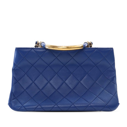 Blue Chanel Small Quilted Lambskin Carry Chic Satchel