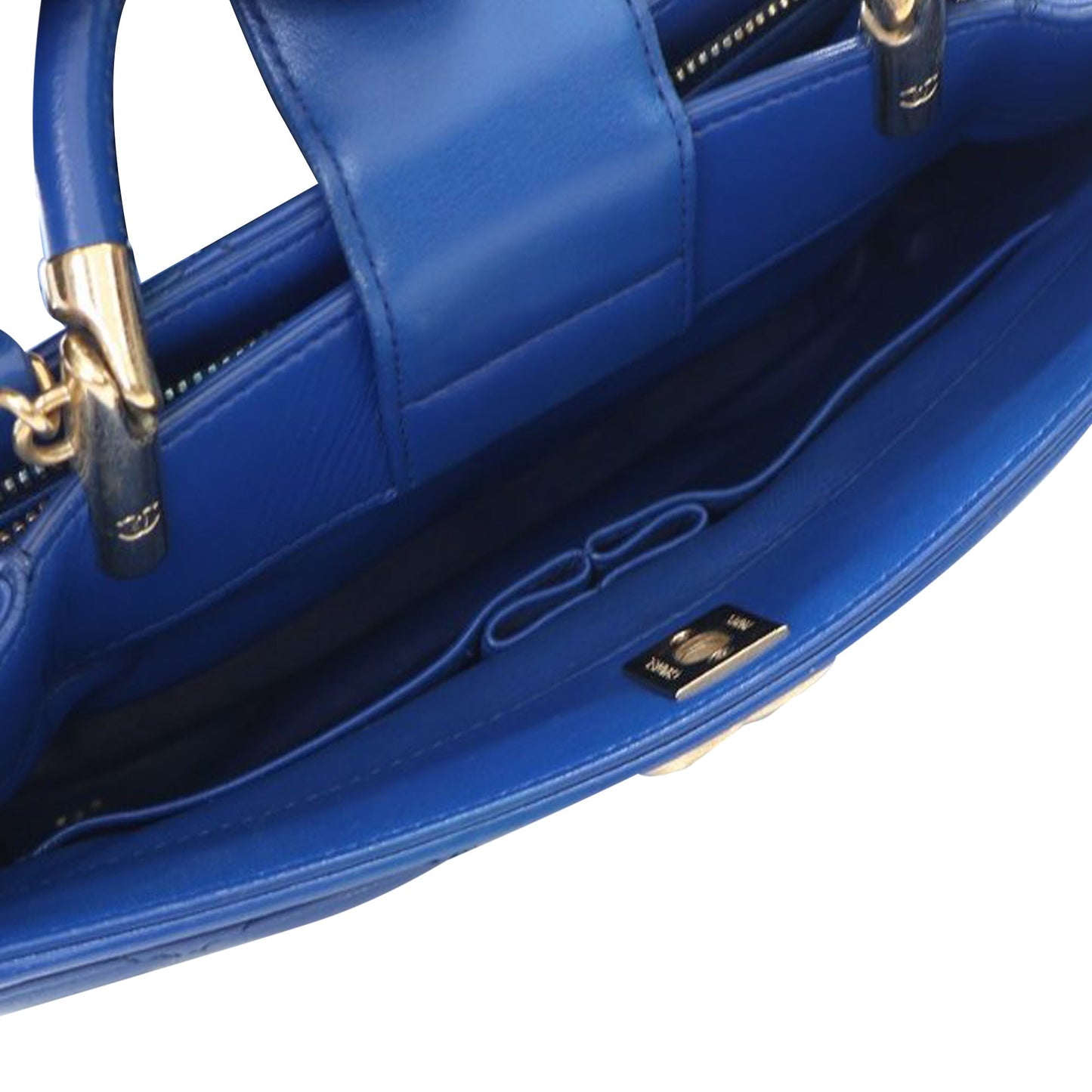 Blue Chanel Small Quilted Lambskin Carry Chic Satchel