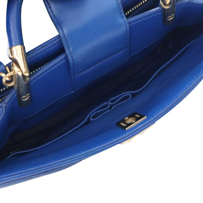 Blue Chanel Small Quilted Lambskin Carry Chic Satchel
