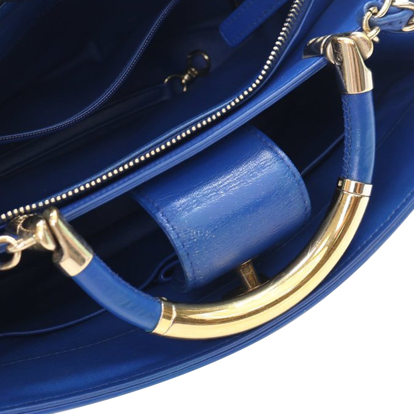 Blue Chanel Small Quilted Lambskin Carry Chic Satchel