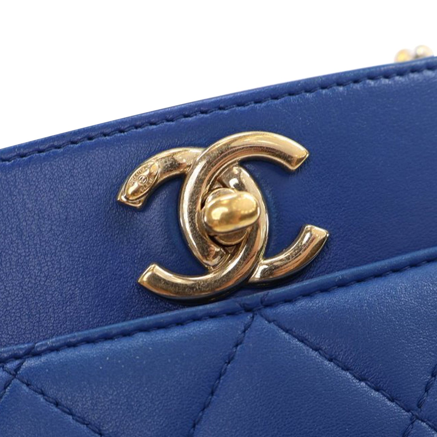 Blue Chanel Small Quilted Lambskin Carry Chic Satchel