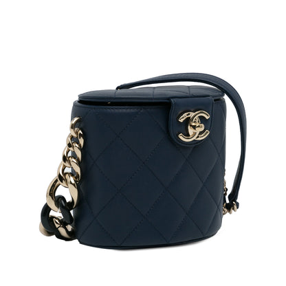Blue Chanel CC Round Vanity Bag