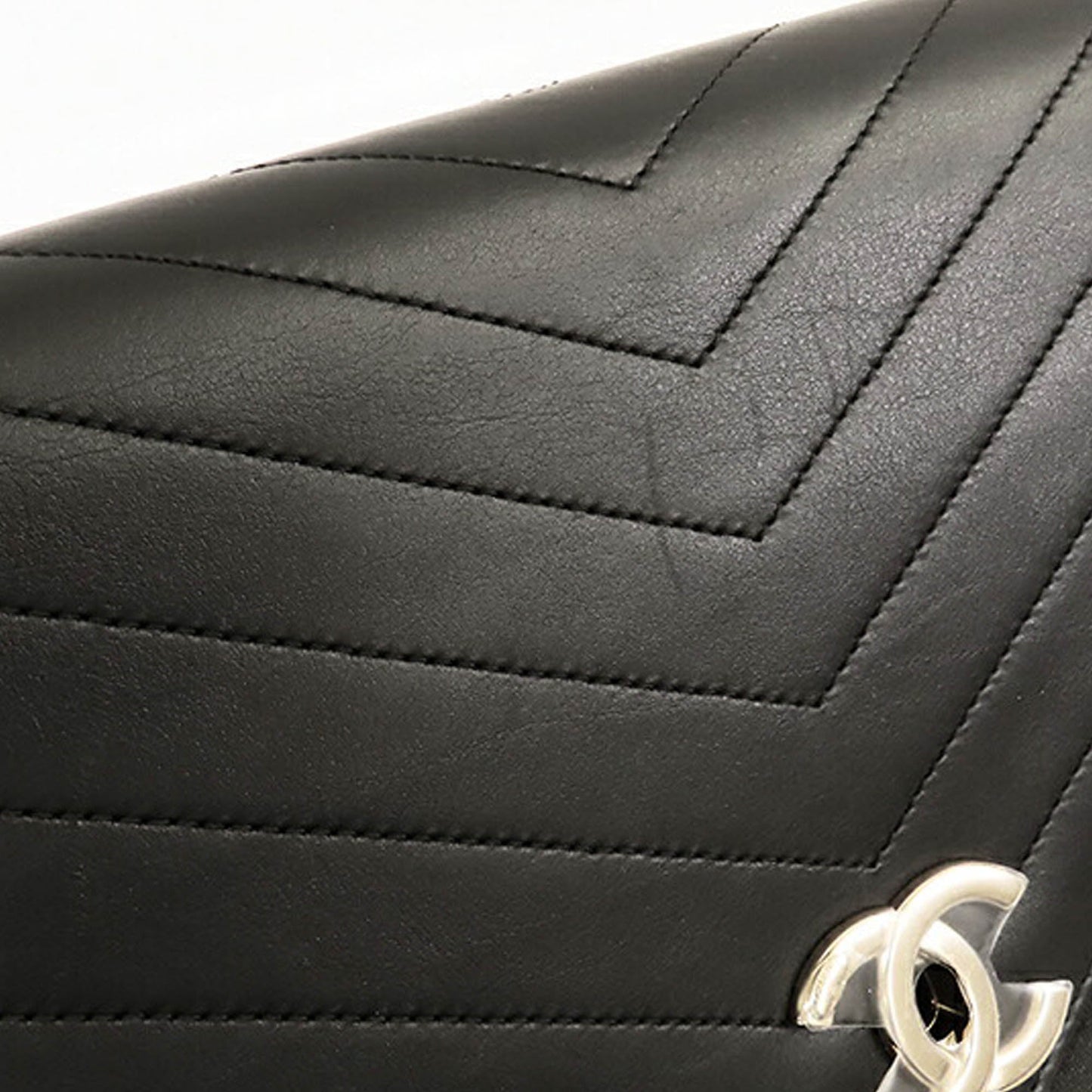 Black Chanel Medium Lambskin Coco Chevron Envelope Flap Satchel