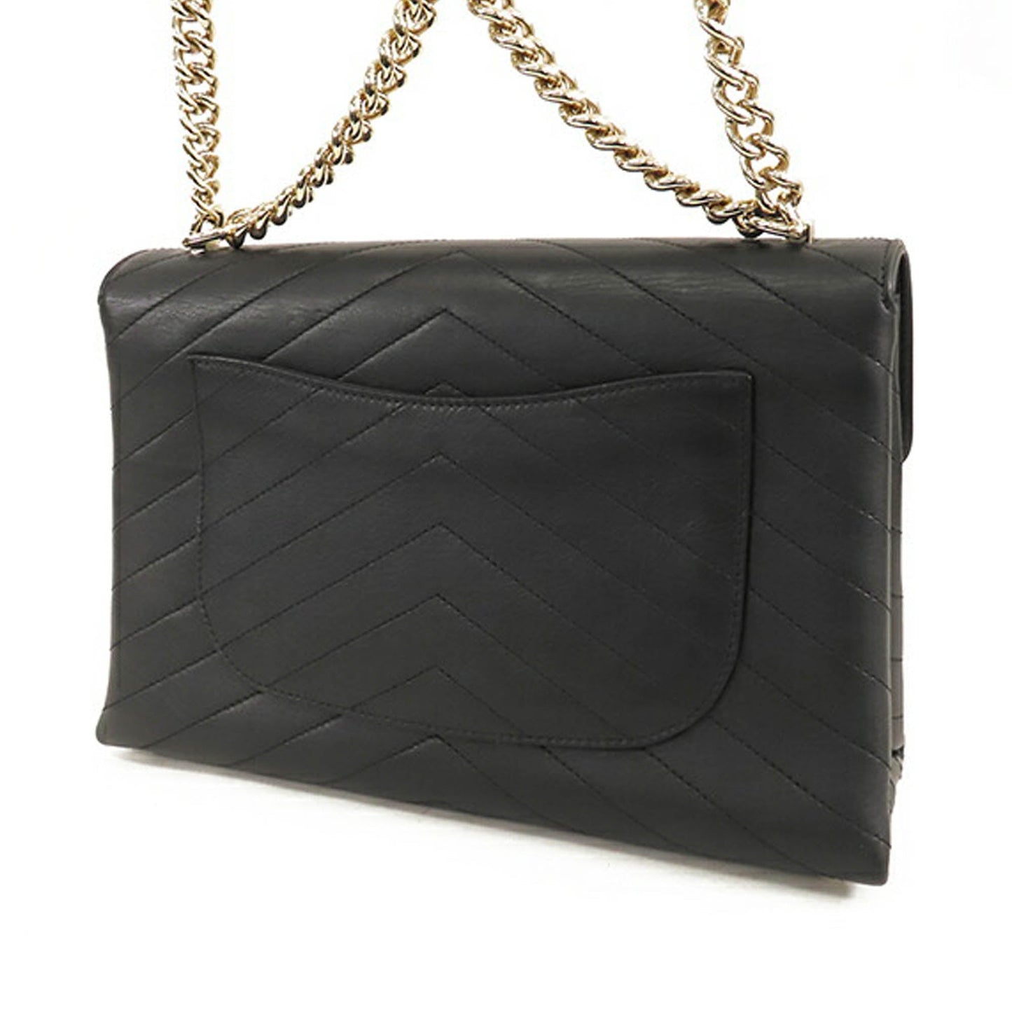 Black Chanel Medium Lambskin Coco Chevron Envelope Flap Satchel
