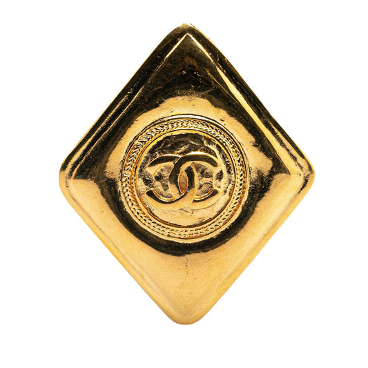 Gold Chanel Gold Plated CC Diamond Brooch