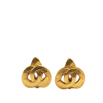 Gold Chanel Gold Plated CC Clip On Earrings