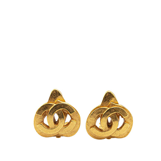 Gold Chanel Gold Plated CC Clip On Earrings