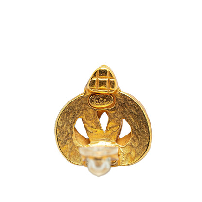 Gold Chanel Gold Plated CC Clip On Earrings