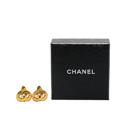 Gold Chanel Gold Plated CC Clip On Earrings