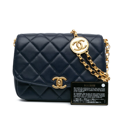 Blue Chanel Lambskin CC Coin Flap Crossbody Bag