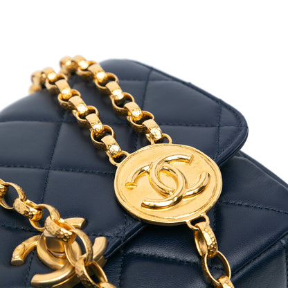 Blue Chanel Lambskin CC Coin Flap Crossbody Bag