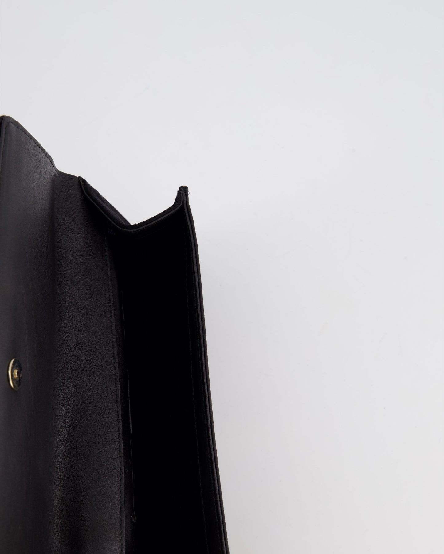 Gucci Black Rectangular Satin Clutch Bag with Embellished Bow Detail