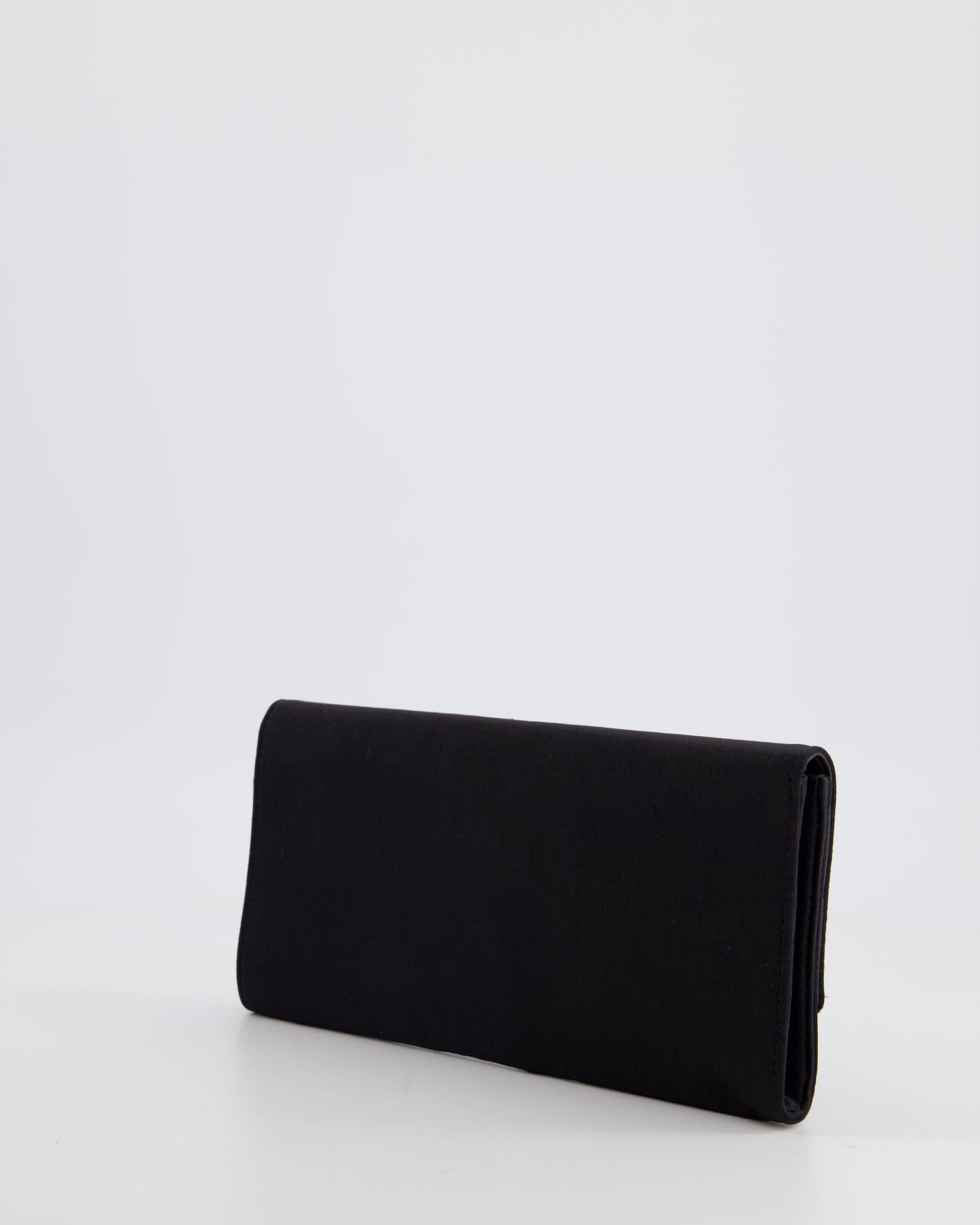 Gucci Black Rectangular Satin Clutch Bag with Embellished Bow Detail